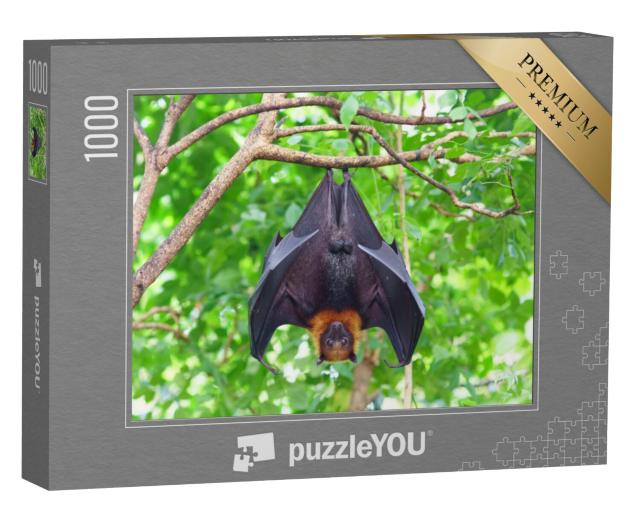 Puzzel 1000 stukjes „Vleermuis ondersteboven in een boom“