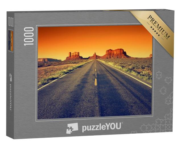 Puzzel 1000 stukjes „Weg naar Monument Valley bij zonsondergang, VS“