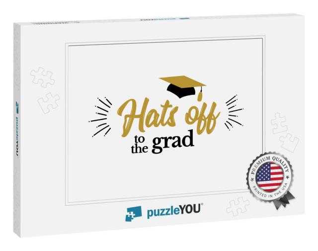 Congrats Graduates, Class of 2019 Lettering. Hats... Jigsaw Puzzle