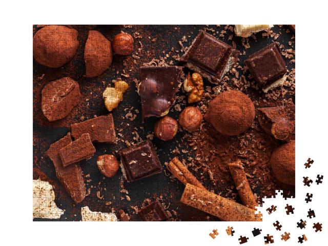 Puzzle 1000 Teile „Verschiedene süße hausgemachte Schokoladenpralinen“
