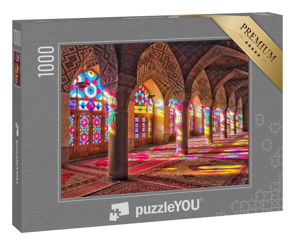 Puzzle 1000 Teile „Bunte Glasfenster der Nasir al-Mulk Moschee in Shiraz, Iran“
