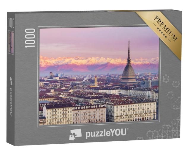 Puzzel 1000 stukjes „Boven de daken van Turijn, met de Italiaanse Alpen op de achtergrond“