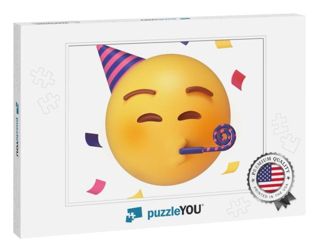 3D Smile. Happy Party Birthday Face Emoji Emoticon Icon I... Jigsaw Puzzle