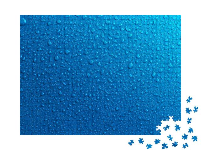 Puzzle 1000 Teile „Viele Wassertropfen auf einem blauen Hintergrund“