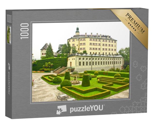 Puzzel 1000 stukjes „Kasteel Ambras met tuin, bezienswaardigheid van Innsbruck, Oostenrijk“