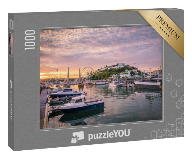 Puzzle 1000 Teile „Malerscher Torquay Hafen im Sonnenuntergang, Devon, England“
