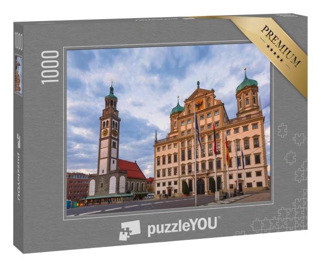 Puzzle 1000 Teile „Stadtbild von Augsburg mit Perlachturm und Augsburger Rathaus“