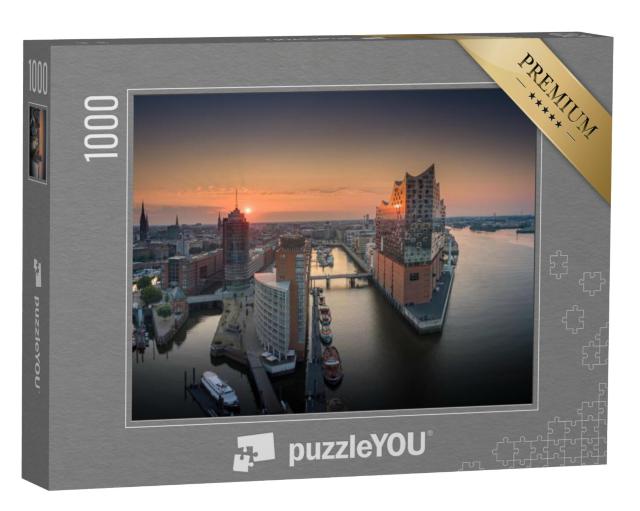 Puzzel 1000 stukjes „Zonsopgang boven Hamburg“