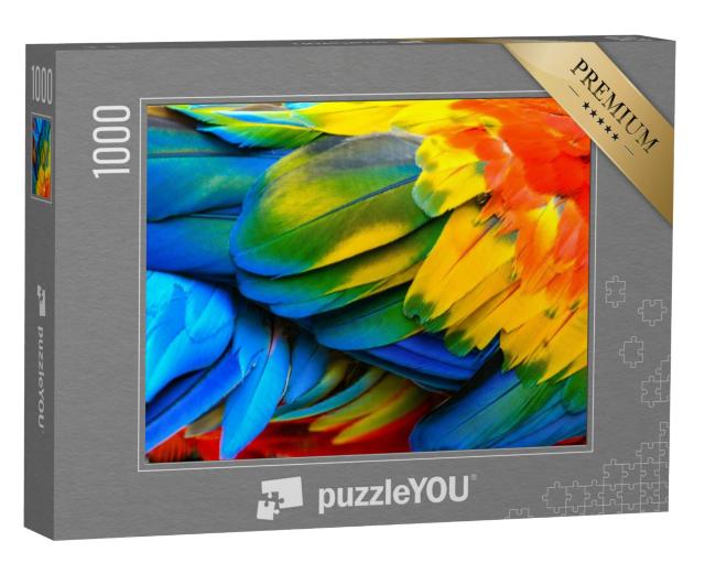 Puzzel 1000 stukjes „Close-up van het verenkleed van een rode ara“