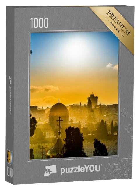 Puzzel 1000 stukjes „De daken van Jeruzalem in het gouden licht van de zonsondergang“