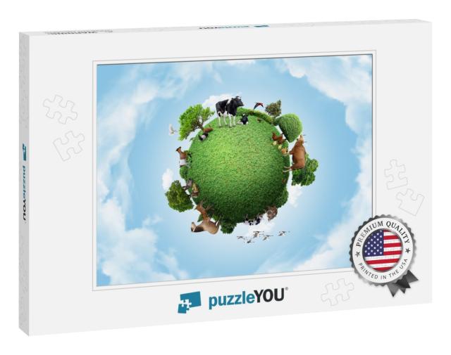 Green Peace Earth, Miniature Planet, Globe Concept... Jigsaw Puzzle