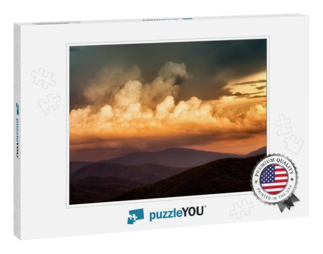 Evening Storm Clouds, Tunnel Parking Overlook, Skyline Dr... Jigsaw Puzzle