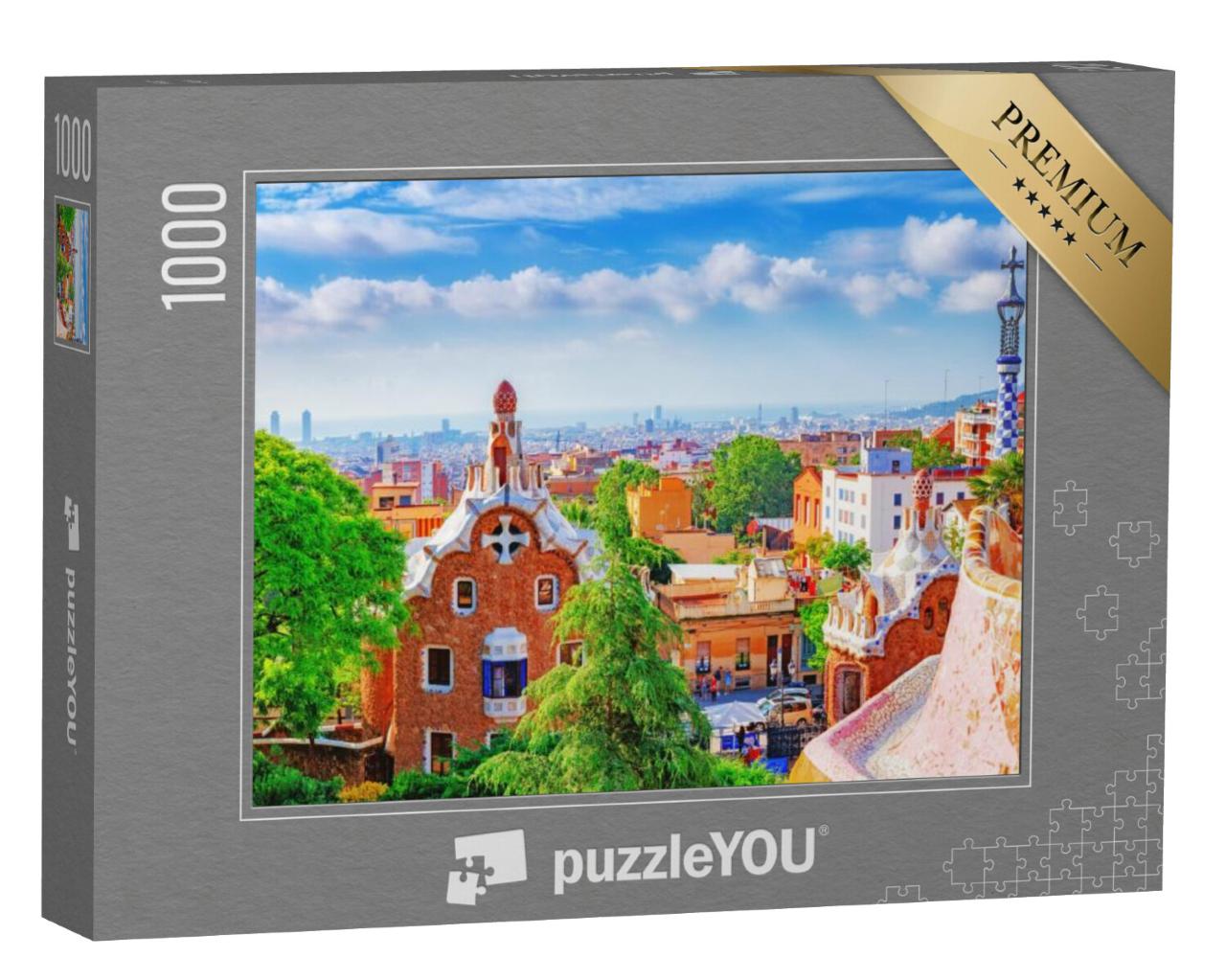 Puzzel 1000 stukjes „Fantastisch uitzicht op de stad Barcelona vanuit Park Güell“