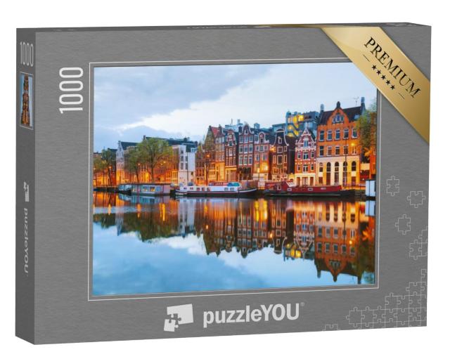 Puzzel 1000 stukjes „Avond stadsgezicht van Amsterdam, Nederland“