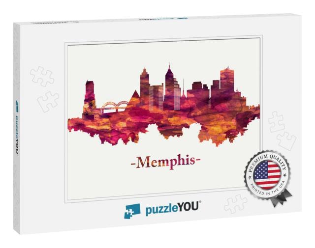 Red Skyline of Memphis, a City on the Mississippi River i... Jigsaw Puzzle