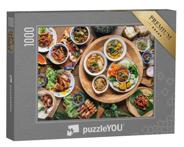 Puzzel 1000 stukjes „Eten op tafel in Thailand“