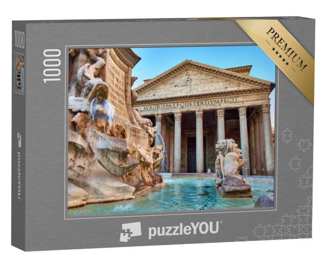 Puzzel 1000 stukjes „Uitzicht op de fontein bij het Patheon in Rome“