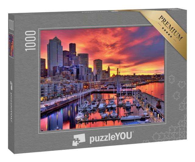 Puzzle „Sonnenaufgang über dem Hafengebiet von Pier-66“