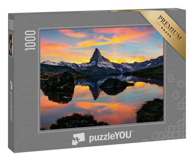Puzzle 1000 Teile „Morgendlicher Blick auf den Stellisee am Matterhorn, Alpen, Schweiz“