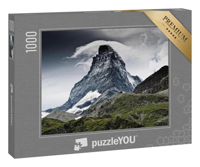 Puzzle 100 Teile „Dramatisches Wetter über dem Matterhorn, Wahrzeichen der Schweiz“