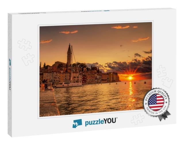 Beautiful Colorful Sunset Rovinj Adriatic Sea Croatia, Mo... Jigsaw Puzzle