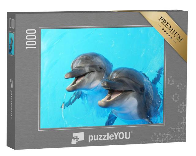 Puzzel 1000 stukjes „Twee dolfijnen zwemmen in het zwembad“