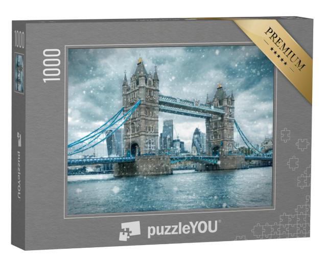 Puzzel 1000 stukjes „Sneeuwstorm bij de Tower Bridge, Londen, Verenigd Koninkrijk“