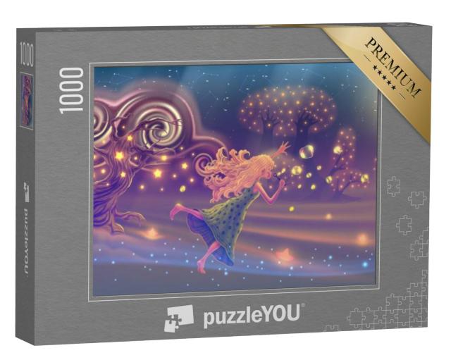 Puzzel 1000 stukjes „Dromend meisje met zeepbellen“