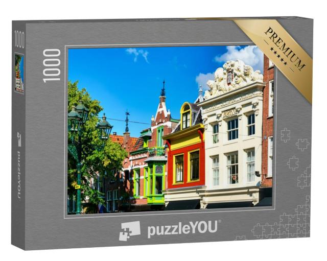 Puzzel 1000 stukjes „Historische oude stad Alkmaar, met typische kleurrijke Nederlandse huizen“