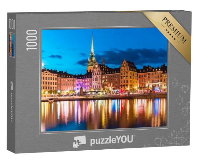 Puzzel 1000 stukjes „Zomeravondpanorama van het oude stadscentrum van Stockholm, Zweden“