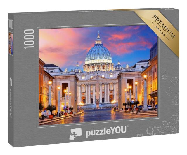 Puzzle 1000 Teile „Rom: Vatikanstadt im Licht der untergehenden Sonne“