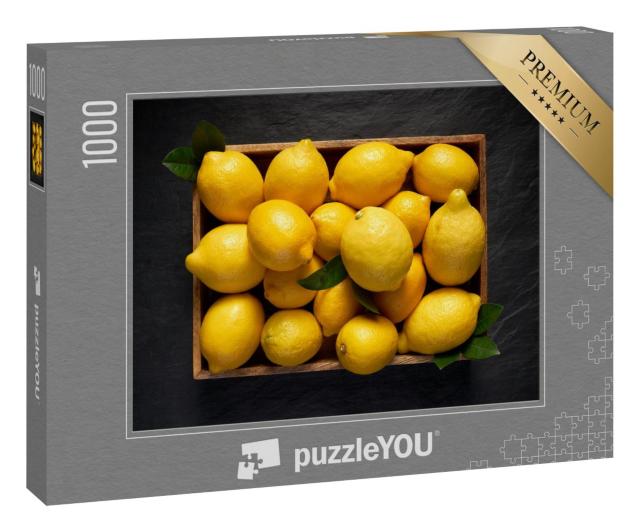 Puzzle 1000 Teile „Holzkorb: frische Zitronen von oben“
