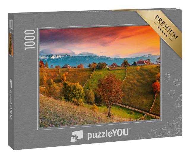 Puzzle 1000 Teile „Herbstlandschaft mit hohen Bergen, Magura, Siebenbürgen, Rumänien“