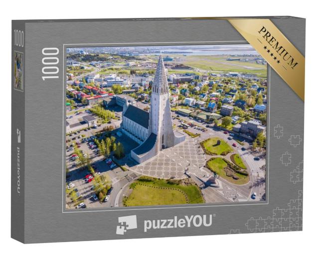 Puzzel 1000 stukjes „Kerk in Rekjavik, hoofdstad van IJsland“