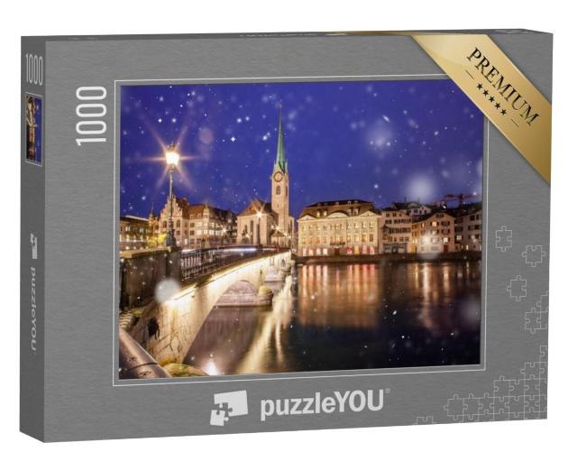 Puzzel 1000 stukjes „Sneeuwvlokken in het centrum van Zürich“