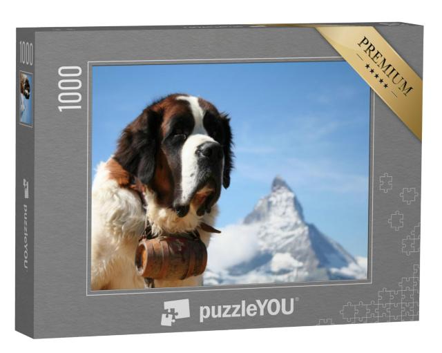 Puzzel 1000 stukjes „Sint Bernard reddingshond voor de Matterhorn, Zermatt, Zwitserland“