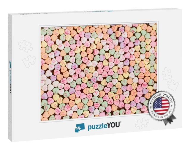 Background of Valentine Conversation Heart Candies... Jigsaw Puzzle