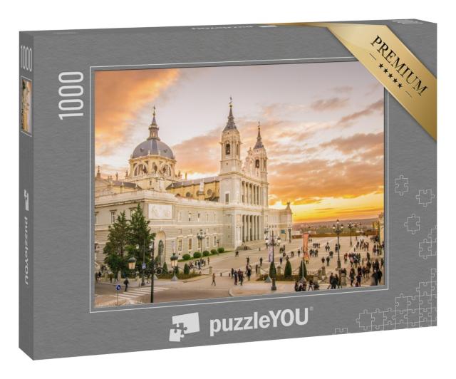 Puzzle 1000 Teile „ Viel moderne Architektur: Almudena-Kathedrale in Madrid, Spanien“