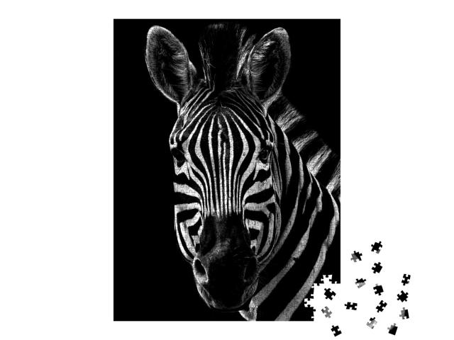 Puzzle 1000 Teile „Portrait eines Zebras, schwarz-weiß“