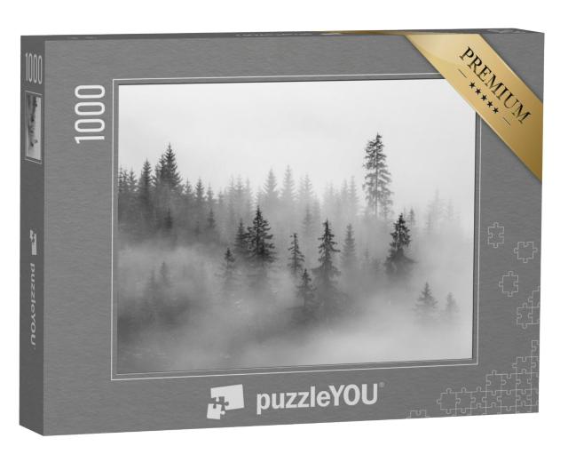 Puzzel 1000 stukjes „Mysterieuze mist in het bos“