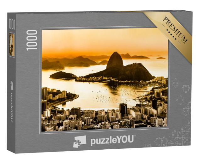 Puzzel 1000 stukjes „Suikerbroodberg en Botafogo strand in Rio de Janeiro, Brazilië“