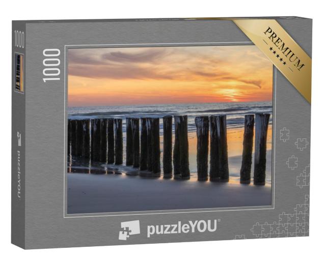 Puzzel 1000 stukjes „Houten palen op het strand van Schoorl aan Zee“