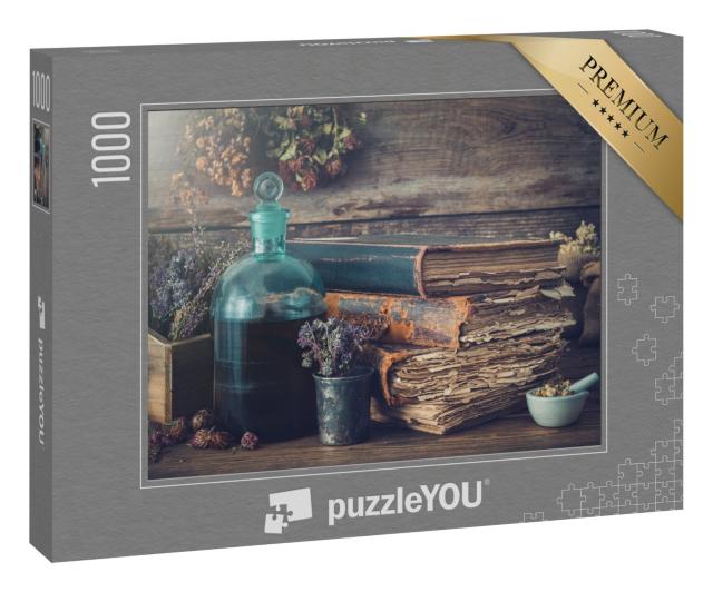 Puzzle 1000 Teile „Kräuterwissen in uralten Büchern“