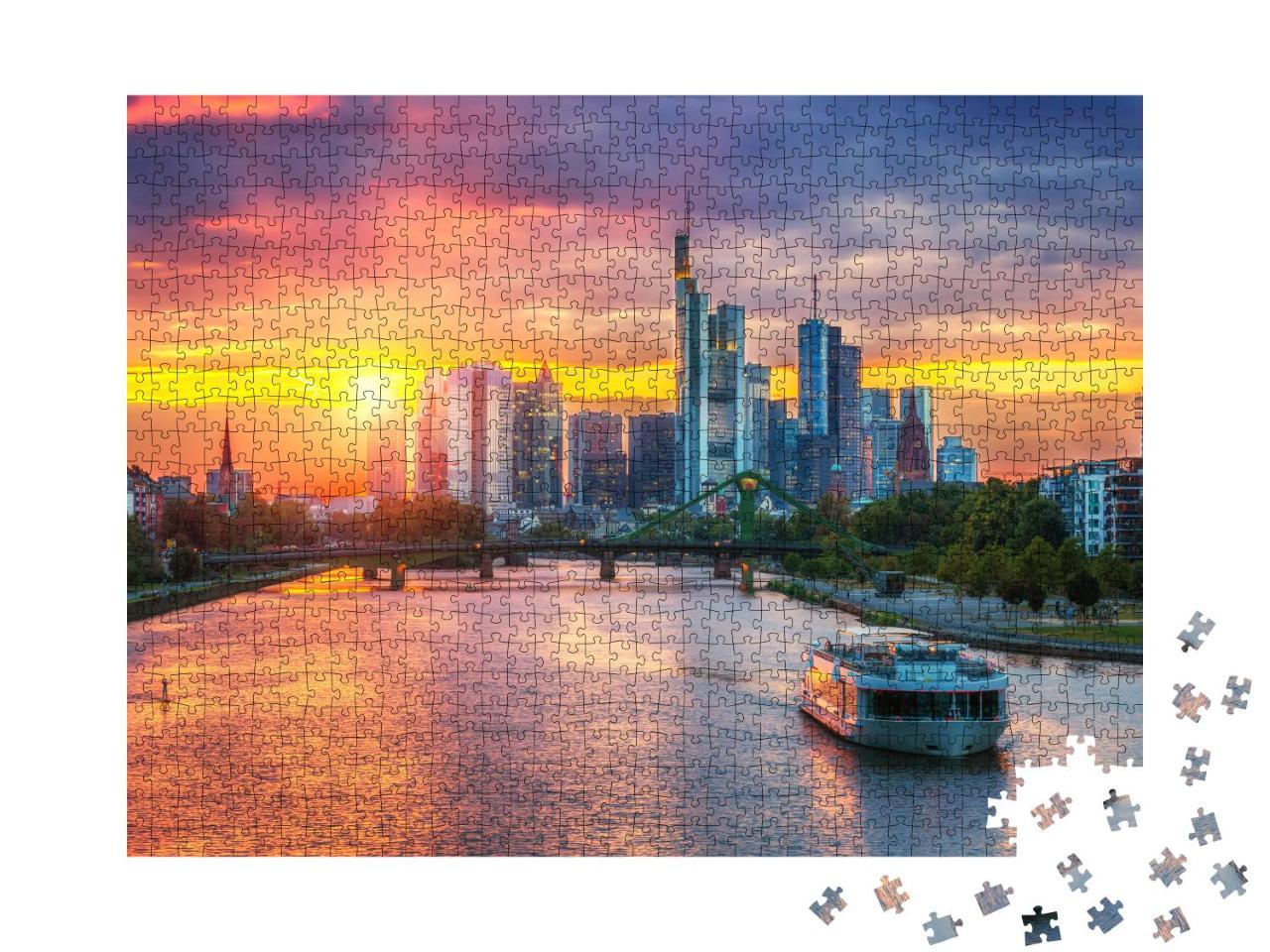 Puzzle 1000 Teile „Frankfurt am Main im Sonnenuntergang, Deutschland“