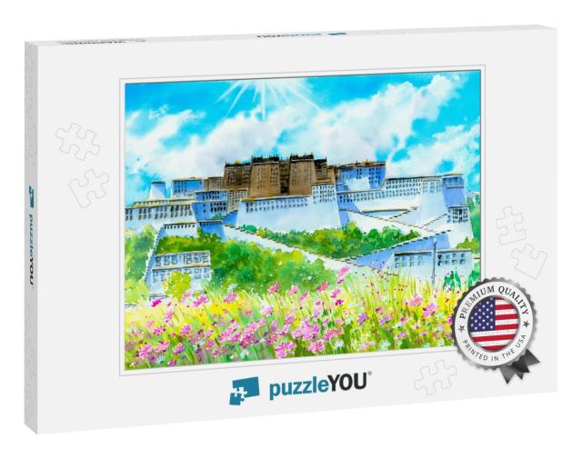 Watercolor Painting - Potala Palace, China... Jigsaw Puzzle