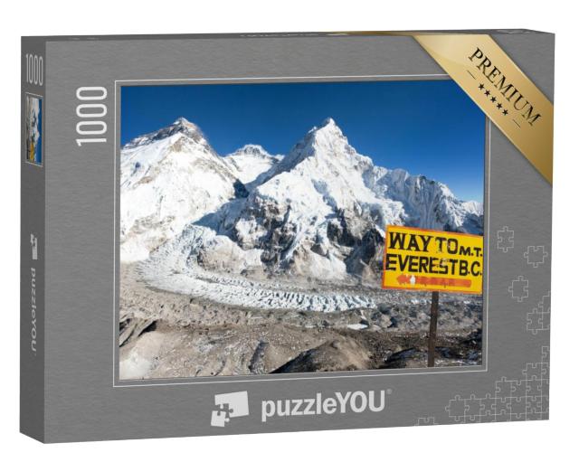 Puzzel 1000 stukjes „Wegwijzer naar het basiskamp van de Mount Everest, Nepal“