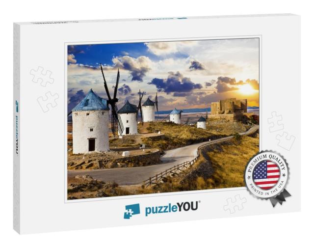 Windmills of Don Quixote. Cosuegra, Spain... Jigsaw Puzzle