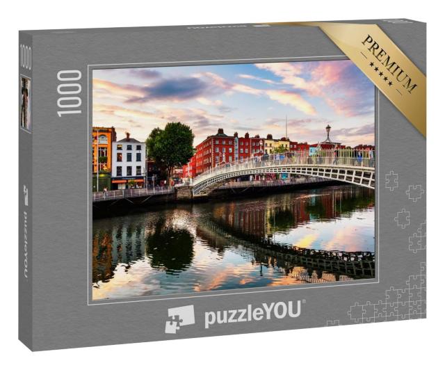 Puzzle 1000 Teile „Wunderschöner Sonnenuntergang an der Ha'penny Bridge, Dublin, Irland“