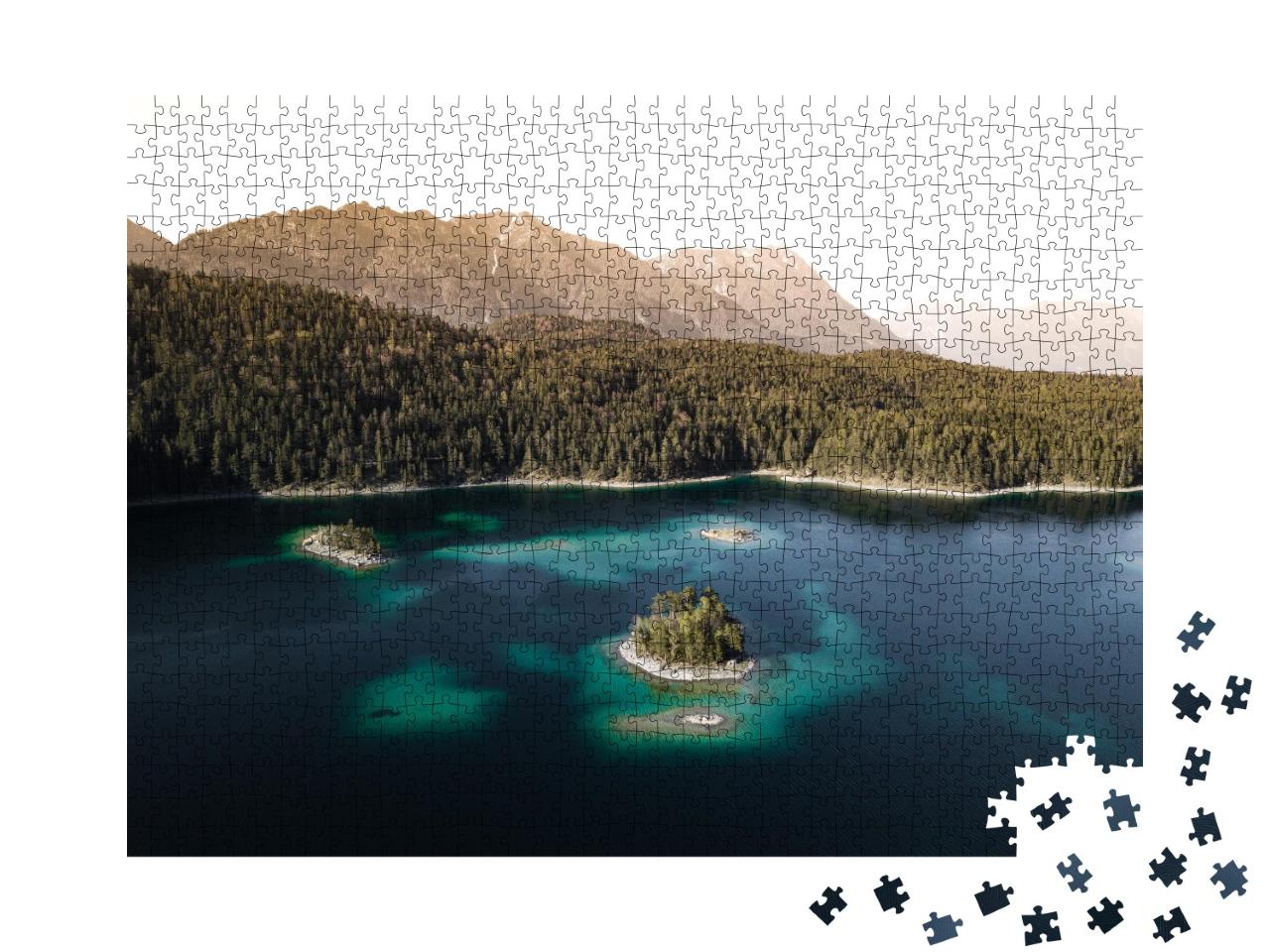 Puzzle 1000 Teile „Inseln im wunderschönen Eibsee in Bayern, Deutschland“