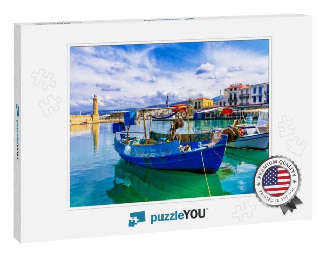 Pictorial Colorful Greece Series - Rethymnon with Old Lig... Jigsaw Puzzle